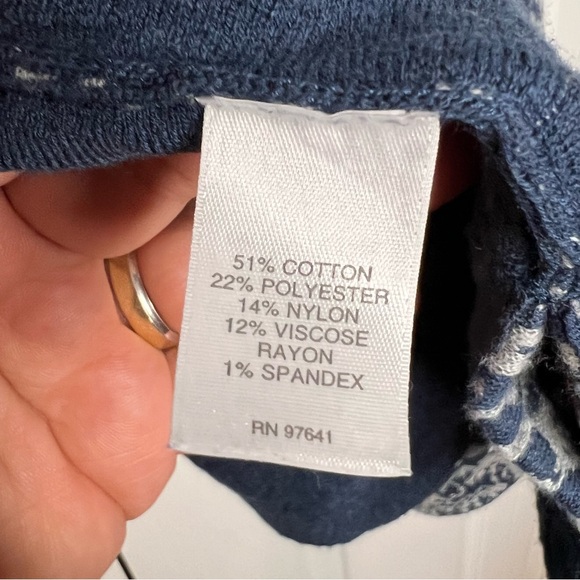 Pure Jill by J. Jill Open front Cardigan oversized large blue and white large - Picture 8 of 9